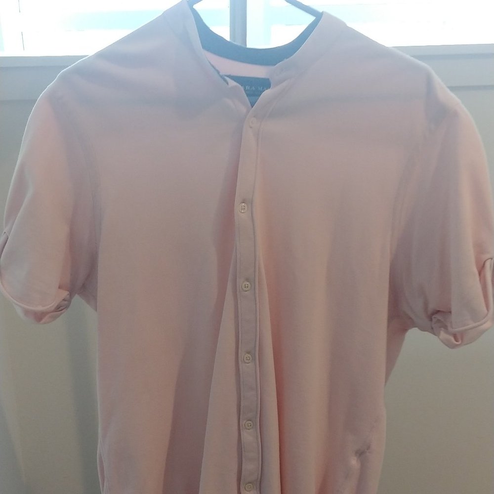 Zara Mandarin Collar Short-Sleeve Polo. Size Large